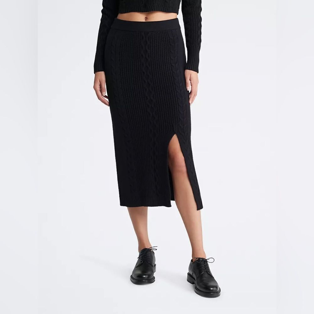 Calvin Klein Cable Knit Midi Skirt